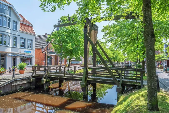 Framed Print : Counterpoise bridge at the main canal, Papenburg, Emsland, Lower Saxony, Germany Framed Print : Counterpoise bridge at the main canal, Papenburg, Emsland, Lower Saxony, Germany