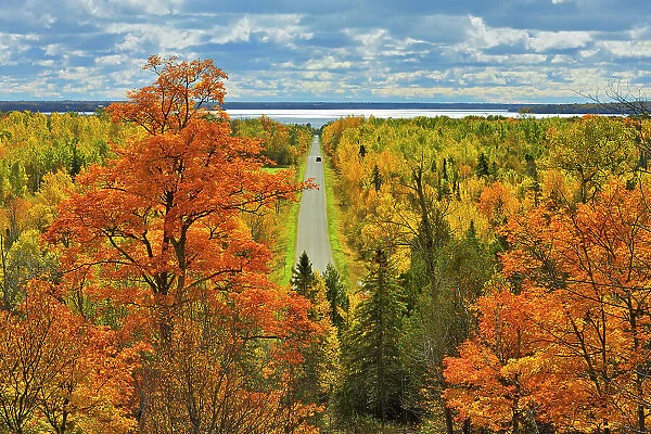 Country road in autumn color Manitoulin Island Ontario, Canada