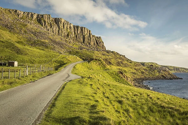 Country road on the north west coast of the Trotternish Peninsula, Isle of Skye