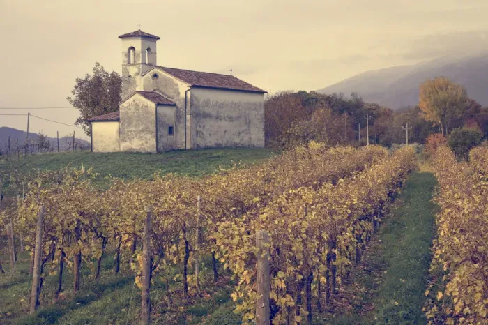 Framed Print : countryside church among vineyards, Cison di Valmarino, Treviso, Veneto, Italy Framed Print : countryside church among vineyards, Cison di Valmarino, Treviso, Veneto, Italy