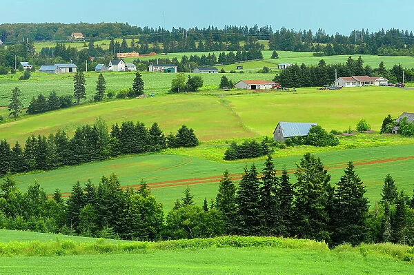 Countryside of farmland and rolling hills North Wiltshire Prince Edward Island, Canada