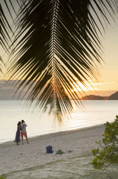 Framed Print : Couple on Matira Beach at sunset, Bora Bora, Society Islands, French Polynesia Framed Print : Couple on Matira Beach at sunset, Bora Bora, Society Islands, French Polynesia