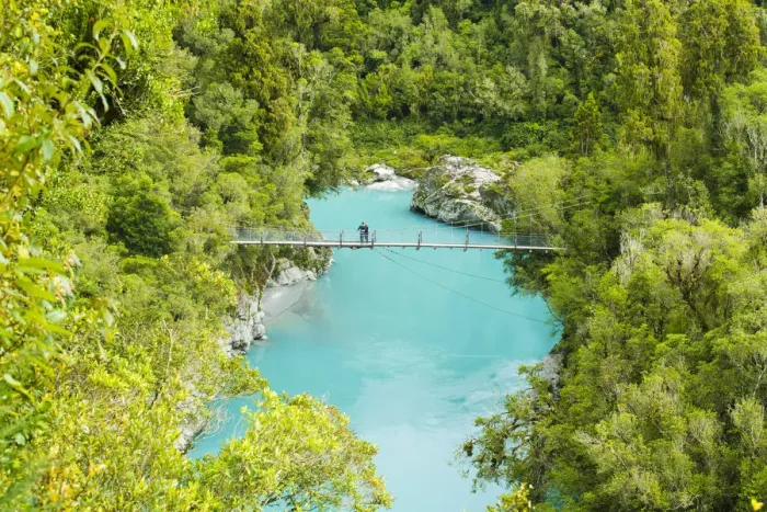 Framed Print : Couple on Swingbridge over Hokitika Gorge, near Hokitika, New Zealand Framed Print : Couple on Swingbridge over Hokitika Gorge, near Hokitika, New Zealand