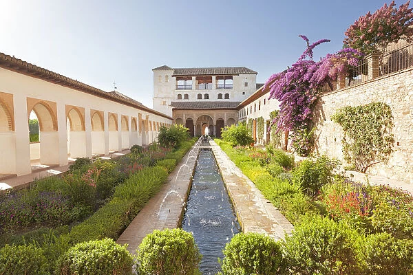 The Court of la Acequia, Generalife Palace, Granada, province of Granada, Andalusia