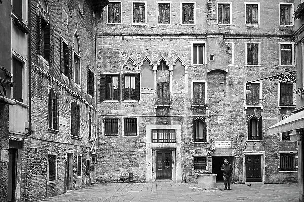 Courtyard in the Castello area of Venice, Veneto, Italy