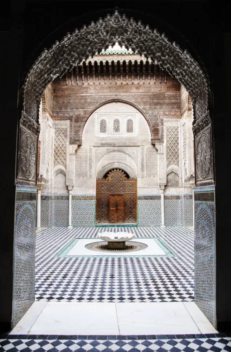 Framed Print : Courtyard of the medieval Muslim college, the Attarine Medersa, founded in 1325, Fes Framed Print : Courtyard of the medieval Muslim college, the Attarine Medersa, founded in 1325, Fes