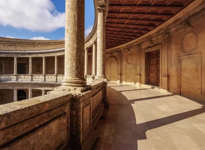 Framed Print : Courtyard of the Palace of Charles V, Alhambra, Granada, Andalusia, Spain Framed Print : Courtyard of the Palace of Charles V, Alhambra, Granada, Andalusia, Spain