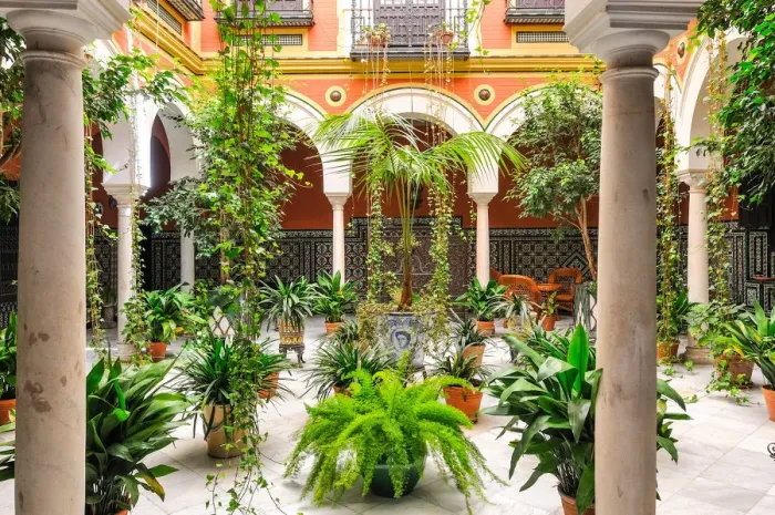 Framed Print : courtyard in Seville, Andalusia, Spain, Europe