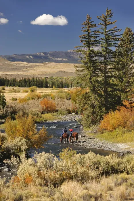 Framed Print : Cowboys along Wind River, near Dubois, Wyoming, USA Framed Print : Cowboys along Wind River, near Dubois, Wyoming, USA