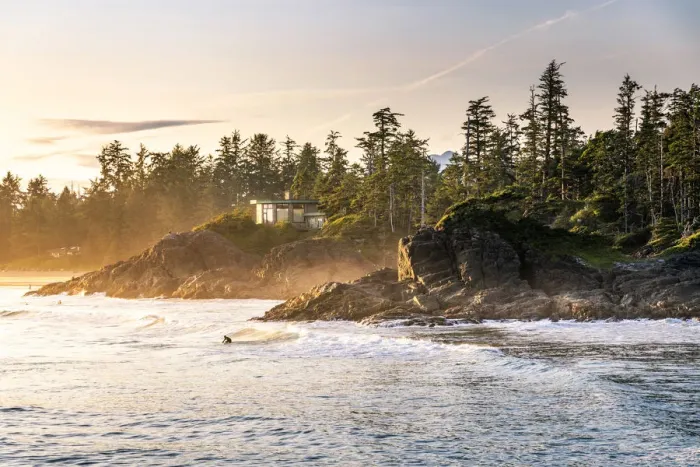 Framed Print : Cox Bay beach and surfers at sunset, Tofino, British Columbia, Vancouver Island, Canada Framed Print : Cox Bay beach and surfers at sunset, Tofino, British Columbia, Vancouver Island, Canada