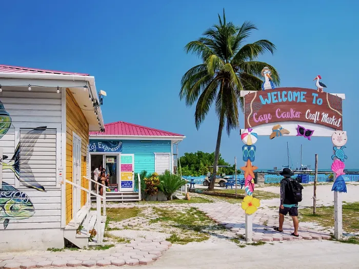 Framed Print : Craft Market at Caye Caulker Village, Caye Caulker, Belize District, Belize