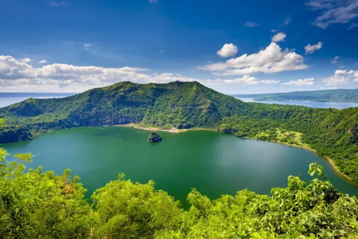 Framed Print : Crater lake of Taal Volcano on Taal Volcano Island, Talisay, Batangas Province