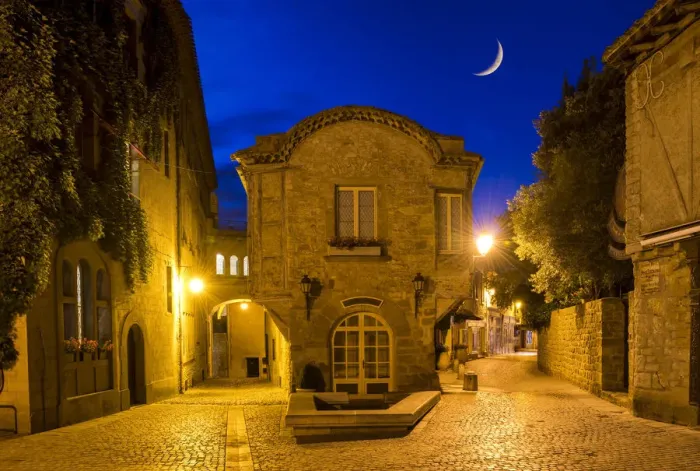 Framed Print : Crescent Moon over Carcassonne, Occitanie, France Framed Print : Crescent Moon over Carcassonne, Occitanie, France