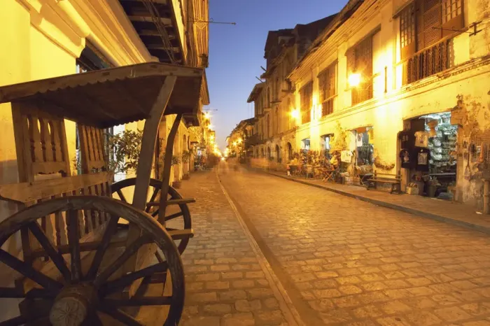 Framed Print : Crisologo Street at dusk, Vigan, Luzon, Philippines
