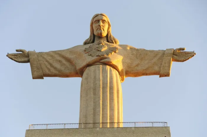 Framed Print : Cristo Rei (King Christ), 246 feet high, the most visited site in the region, overlooking Framed Print : Cristo Rei (King Christ), 246 feet high, the most visited site in the region, overlooking