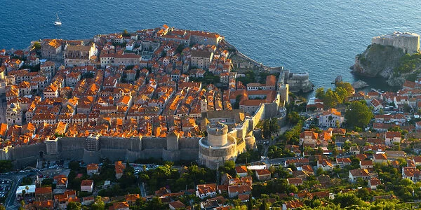 Croatia, Dalmatia, Dubrovnik, Old Town (Stari Grad) from Mount Srd