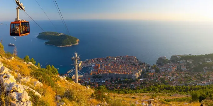 Framed Print : Croatia, Dalmatia, Dubrovnik, Old Town (Stari Grad) from Mount Srd, Cable Car