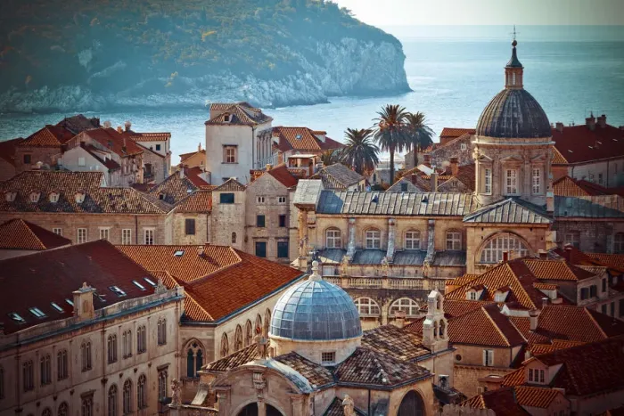 Framed Print : Croatia, Dalmatia, Dubrovnik, Old Town (Stari Grad) from Old Town Walls, Church of St Framed Print : Croatia, Dalmatia, Dubrovnik, Old Town (Stari Grad) from Old Town Walls, Church of St
