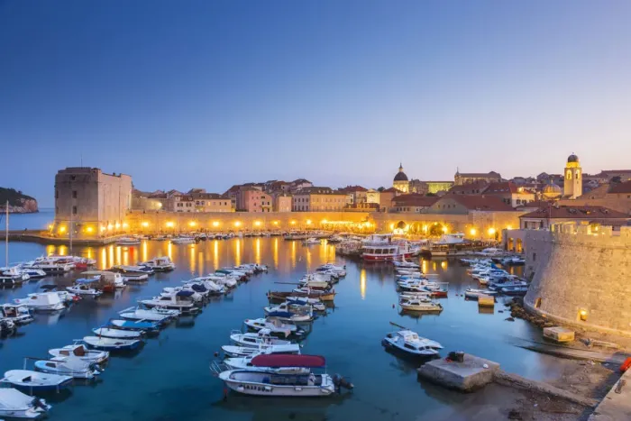 Framed Print : Croatia, Dubrovnik, Boats in the old town harbour Framed Print : Croatia, Dubrovnik, Boats in the old town harbour