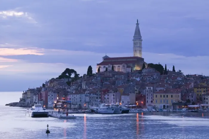 Framed Print : Croatia, Istria, Rovinj, harbor view with Cathedral of St. Euphemia Framed Print : Croatia, Istria, Rovinj, harbor view with Cathedral of St. Euphemia