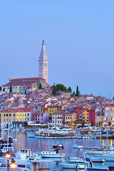 Croatia, Istria, Rovinj, harbour and Cathedral of St. Euphemia