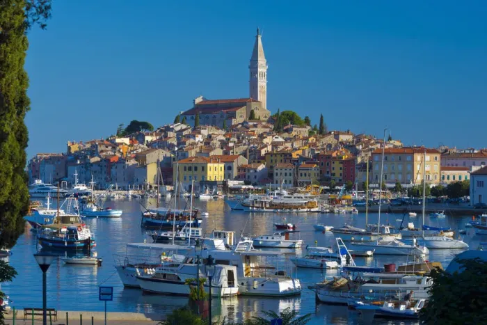 Framed Print : Croatia, Istria, Rovinj, harbour and Cathedral of St. Euphemia Framed Print : Croatia, Istria, Rovinj, harbour and Cathedral of St. Euphemia