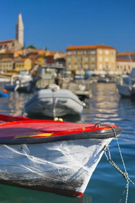 Framed Print : Croatia, Istria, Rovinj, harbour and Cathedral of St. Euphemia