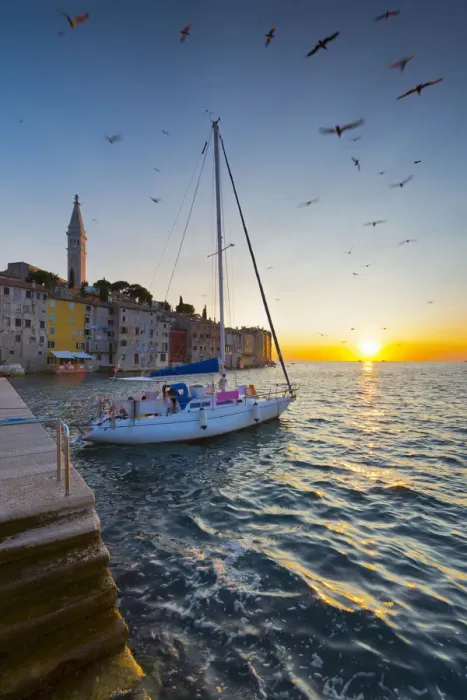 Framed Print : Croatia, Istria, Rovinj, quay and Cathedral of St. Euphemia