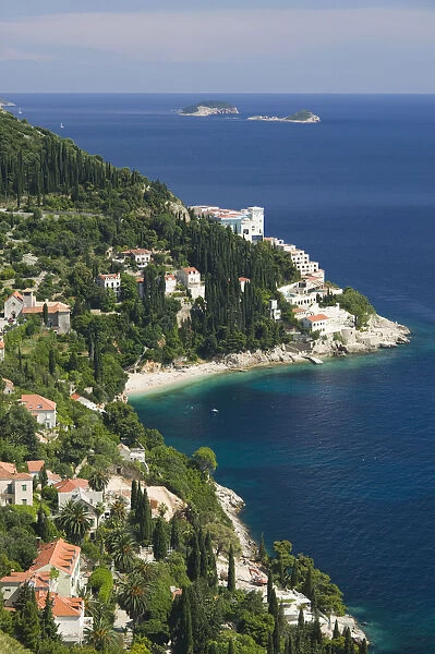 Croatia, Southern Dalmatia, Dubrovnik, View of Dubrovnik hotels in the suburb of Ploce