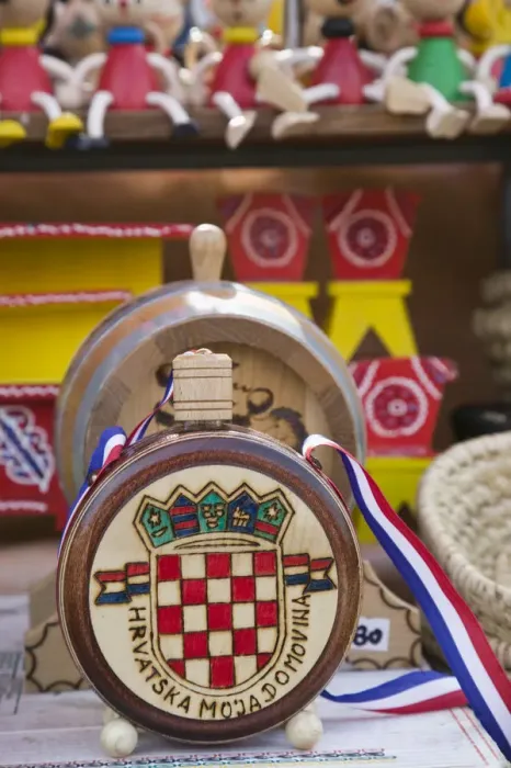 Framed Print : Croatia, Zagreb, Dolac Market, Wooden Wine Flask