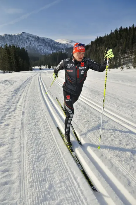 Framed Print : Cross-country skiing, Tobias Angerer, Hemmersuppenalm, Reit im Winkl, Chiemgau, Upper