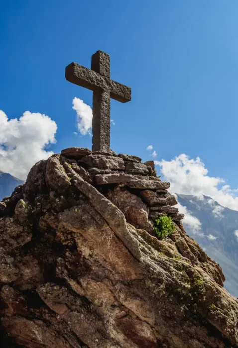 Framed Print : Cross in Cruz del Condor, Arequipa Region, Peru