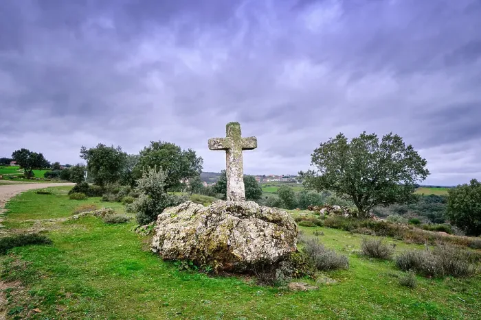 Framed Print : A cross by the road. Vila Cha de Braciosa, Tras-os-Montes. Portugal