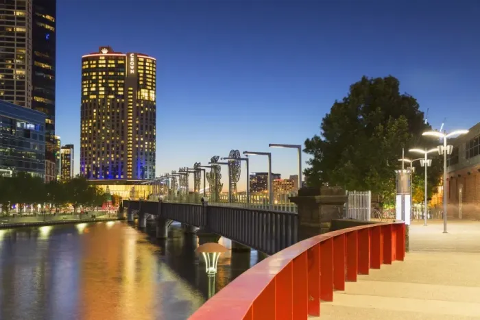 Framed Print : Crown Casino and Sandridge Bridge at dusk, Melbourne, Victoria, Australia Framed Print : Crown Casino and Sandridge Bridge at dusk, Melbourne, Victoria, Australia