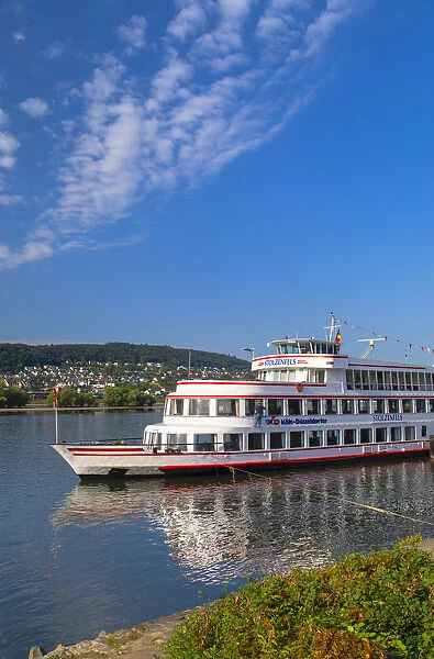Cruise boat on River Rhine, Rudesheim, Rhineland-Palatinate, Germany