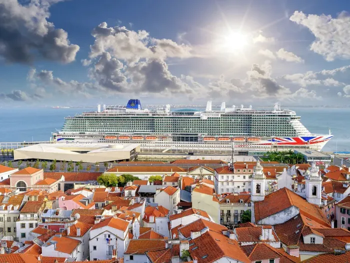 Framed Print : Cruiseship form Great Britain docked, Panoramic Cityscape of historic Alfama with the National Pantheon and Sao Vicente de Fora Monastery, Lisbon, Portugal Framed Print : Cruiseship form Great Britain docked, Panoramic Cityscape of historic Alfama with the National Pantheon and Sao Vicente de Fora Monastery, Lisbon, Portugal