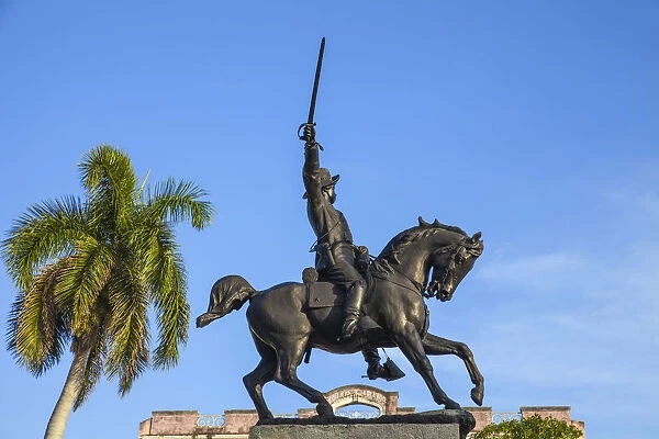 Cuba, Camaguey Province, Camaguey, Parque Ignacio Agramonte, Bronze equestrian statue