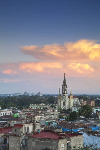 Cuba, Camaguey Province, Camaguey, View of city looking towards Iglesia de Nuestra