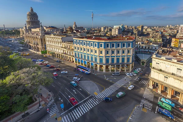 Cuba, Havana, Capitolio and Hotel Inglaterra