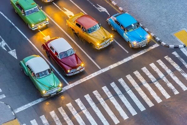 Cuba, Havana, Centro Habana, Prado or Paseo de Marti, classic 1950s American cars
