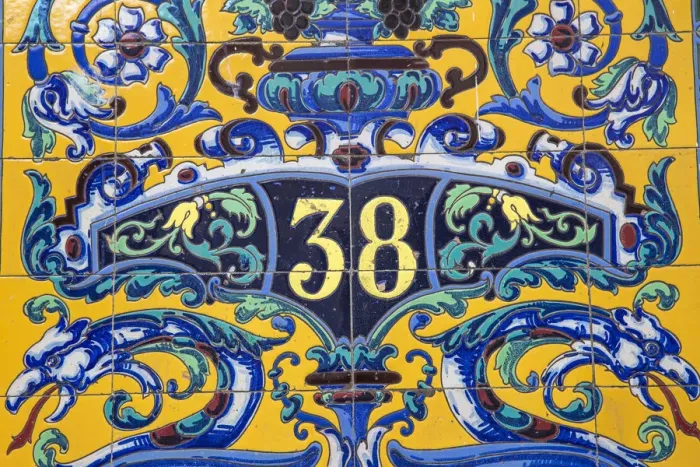 Framed Print : Cuba, Havana, Habana Vieja - Old Havana, Colourful tiles on house Framed Print : Cuba, Havana, Habana Vieja - Old Havana, Colourful tiles on house