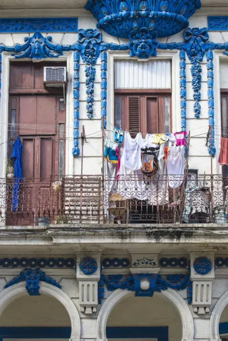 Framed Print : Cuba, Havana, Habana Vieja - Old Havana, Washing hanging on balcony of house Framed Print : Cuba, Havana, Habana Vieja - Old Havana, Washing hanging on balcony of house