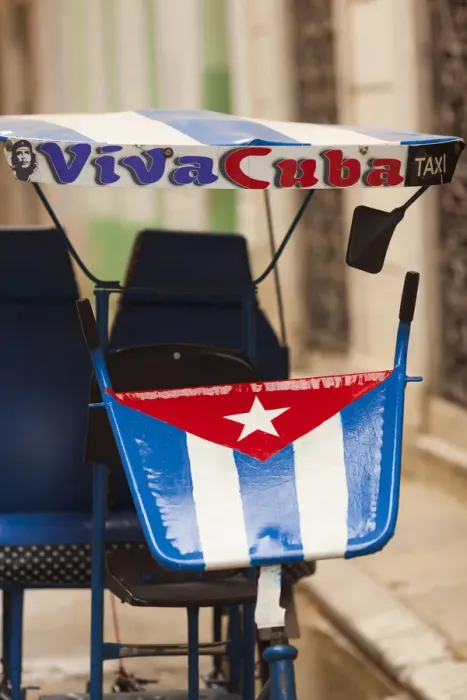 Framed Print : Cuba, Havana, Havana Vieja, pedal taxi