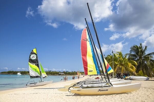 Cuba, Holguin Province, Catamarans on Playa Esmeralda