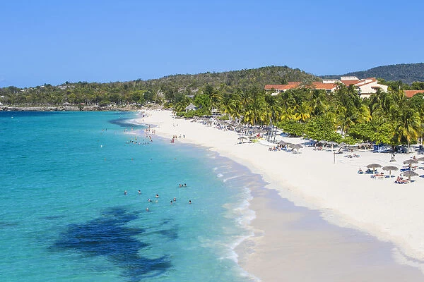 Cuba, Holguin Province, View of Playa Esmeralda and Hotel Sol Raio De Luna y Mares