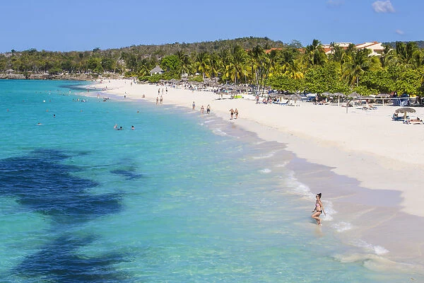 Cuba, Holguin Province, View of Playa Esmeralda and Hotel Sol Raio De Luna y Mares