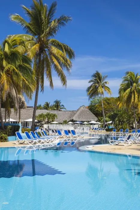 Framed Print : Cuba, Jardines del Rey, Cayo Coco, Playa Larga, Colonial Hotel swimming pool