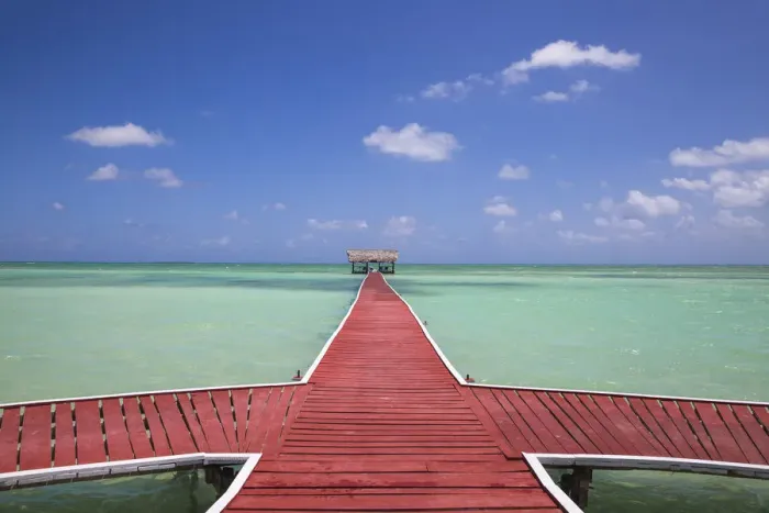 Framed Print : Cuba, Jardines del Rey, Cayo Guillermo, Playa El Paso, Wooden red jetty Framed Print : Cuba, Jardines del Rey, Cayo Guillermo, Playa El Paso, Wooden red jetty