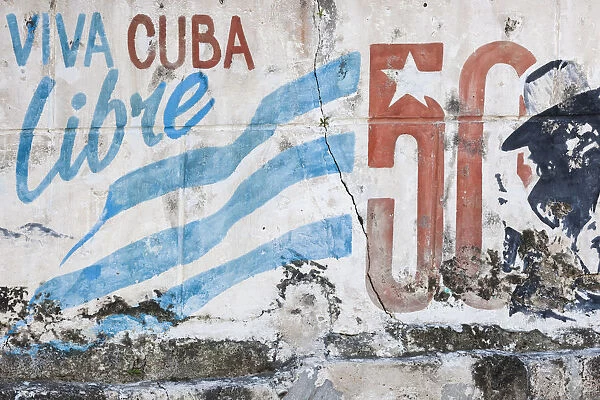 Cuba, Matanzas Province, Varadero, revolutionary wall mural