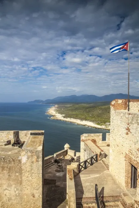 Framed Print : Cuba, Santiago de Cuba Province, Santiago de Cuba, Lighthouse at Castillo de San Pedro de la Roca del Morro (Castillo del Morro) - Now home to the Museo de la Pirater√≠a Ai Pirate museum